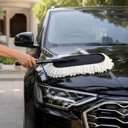 Multi-Purpose Car Duster, Lint-Free & Scratch-Free Car Cleaner Brush with Long Handle, Car Dust Cleaner Features Paraffin Wax Coating for 2X Better Cleaning Performance